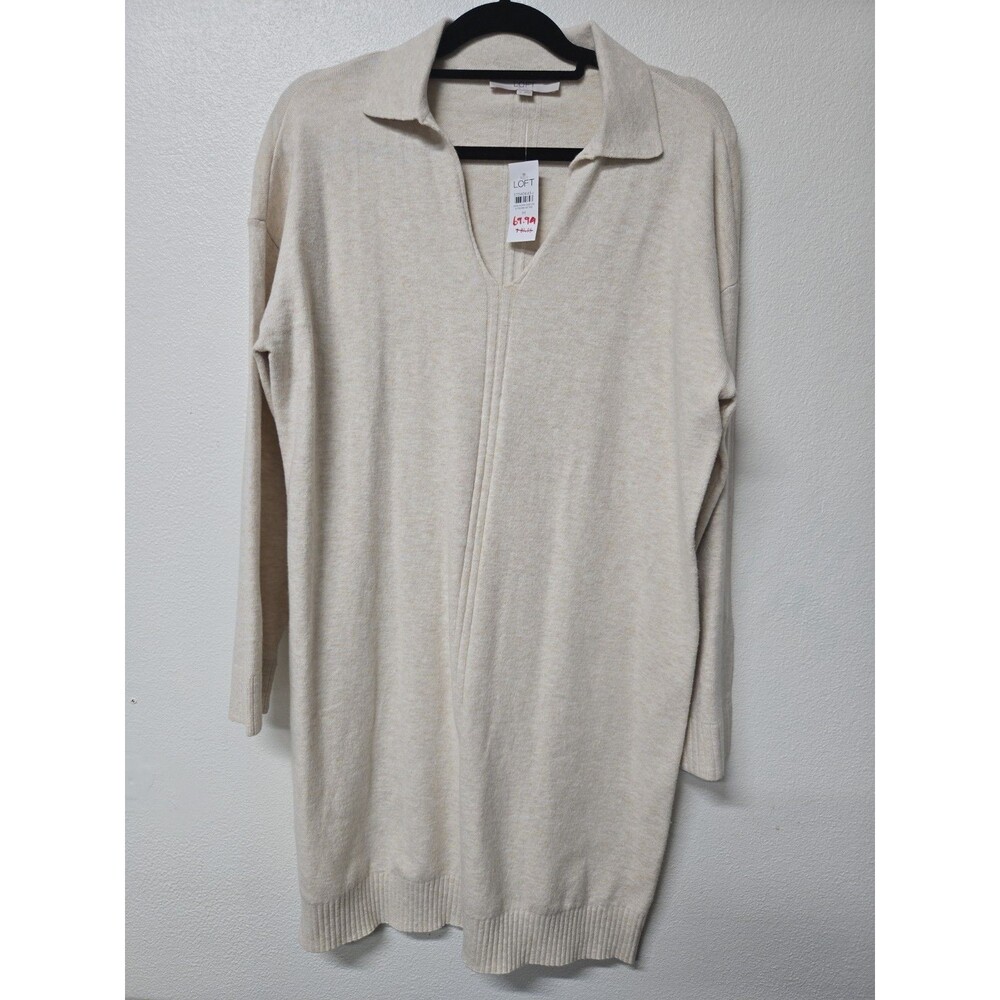 NWT LOFT CREAM LONG SLEEVE SWEATER DRESS M